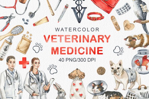 Download Watercolor Veterinary Medicine Clipart - Vet Collection