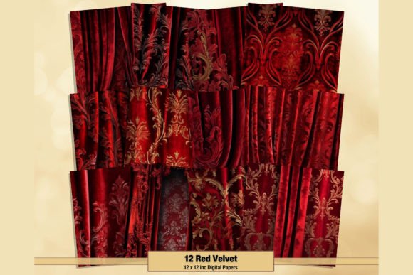 Download Red Velvet Theater Curtain Digital Paper - Vet Collection