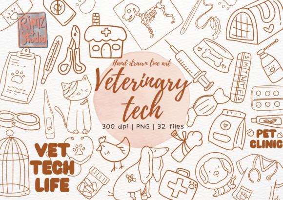 Download Veterinary Tech Elements Hand Drawn PNG - Vet Collection